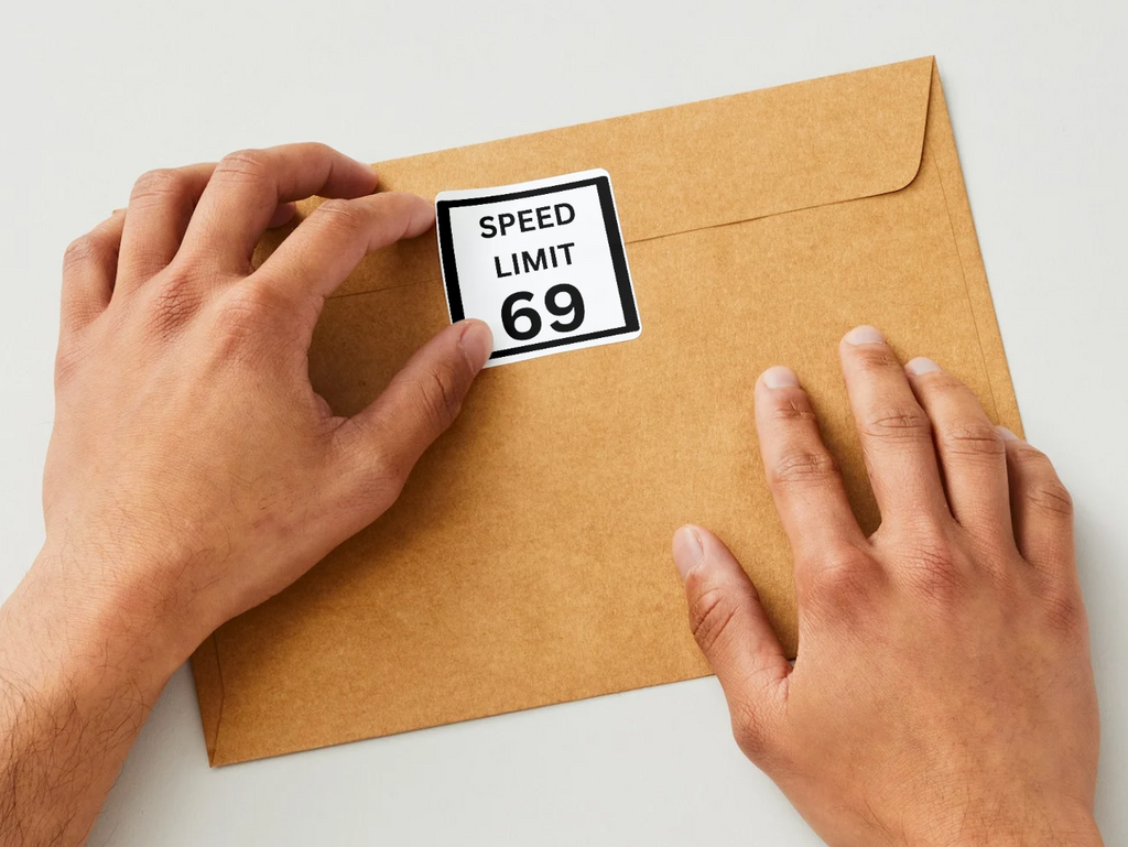 Humorous Speed Limit 69 Stickers, Funny Car Decal, Laptop Sticker, Gift for Drivers, Road Trip Decor
