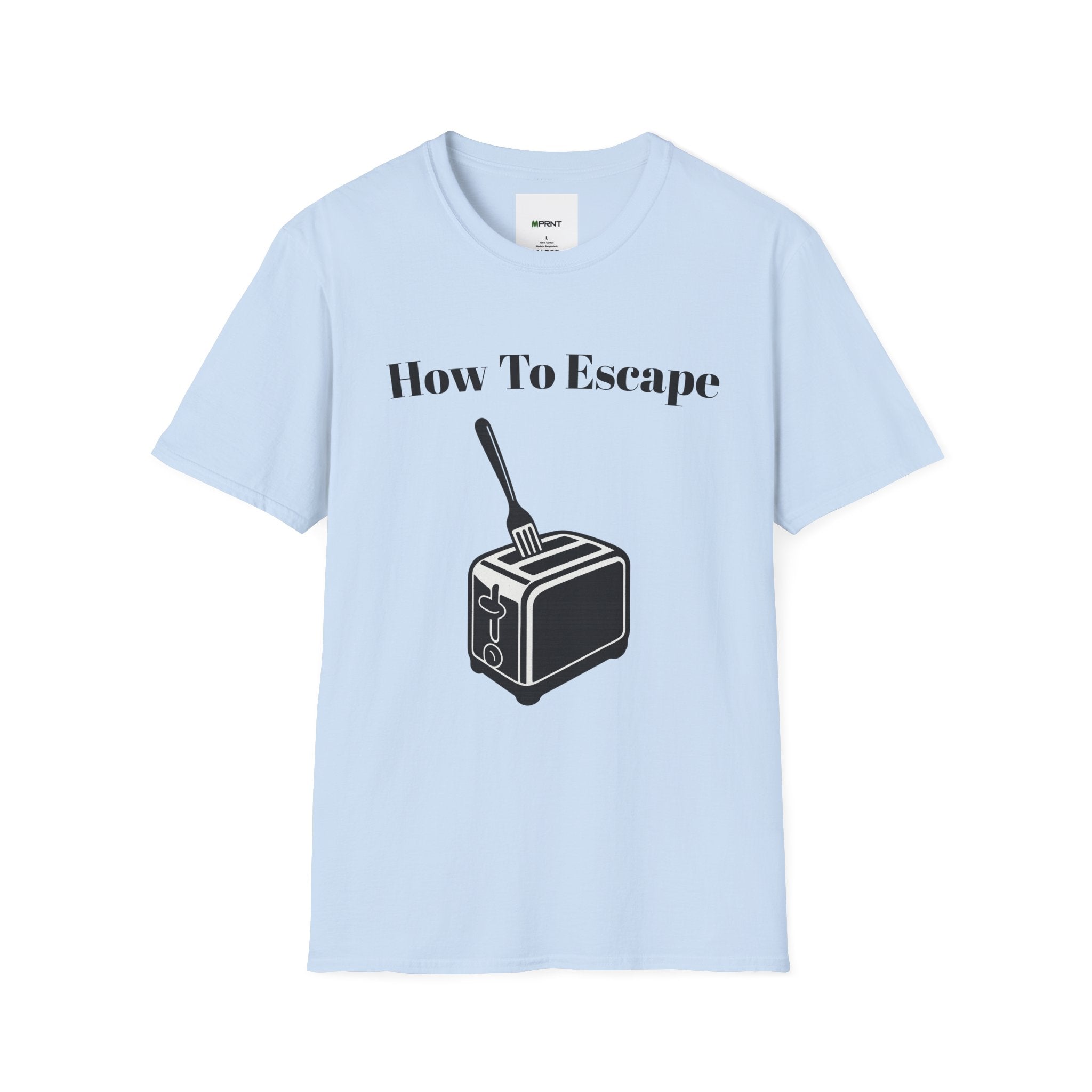 Funny Retro Fork in Toaster Shirt – Black and White Graphic Tee for Humor Lovers, Bold Minimalist Design