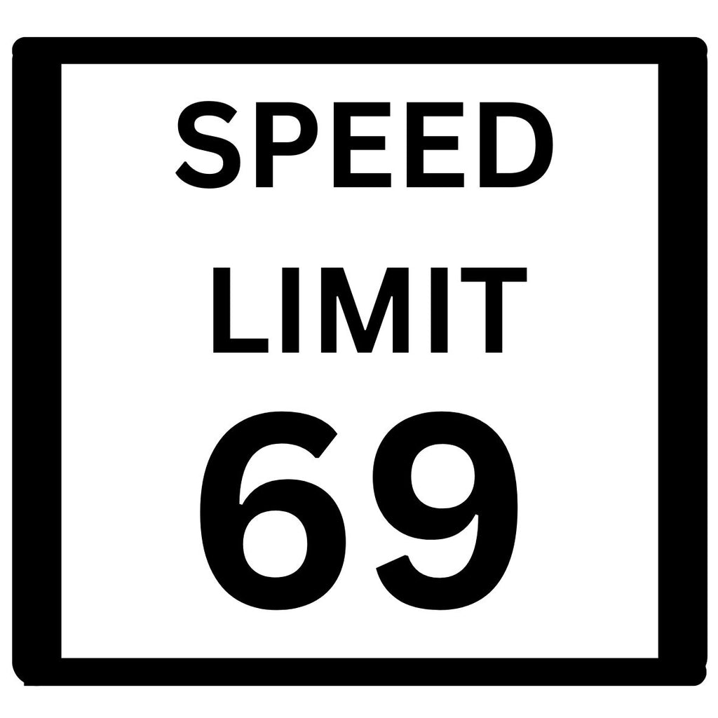 Humorous Speed Limit 69 Stickers, Funny Car Decal, Laptop Sticker, Gift for Drivers, Road Trip Decor